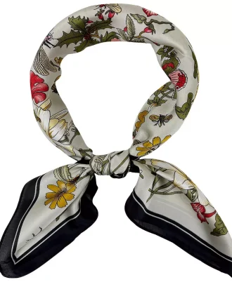 Wrapables Satin Neckerchief Square Scarf 26.5 x 26.5 Inches, Floral