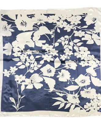 Wrapables Silk Satin Floral Neckerchief 35 x 35 Inch Square Scarf, Silhouette