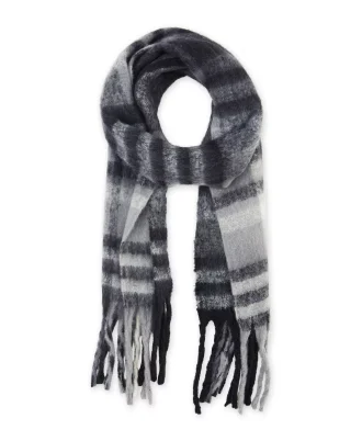 Cozy Plaid Scarf - Gray