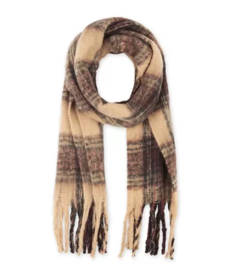 Cozy Plaid Scarf - Brown